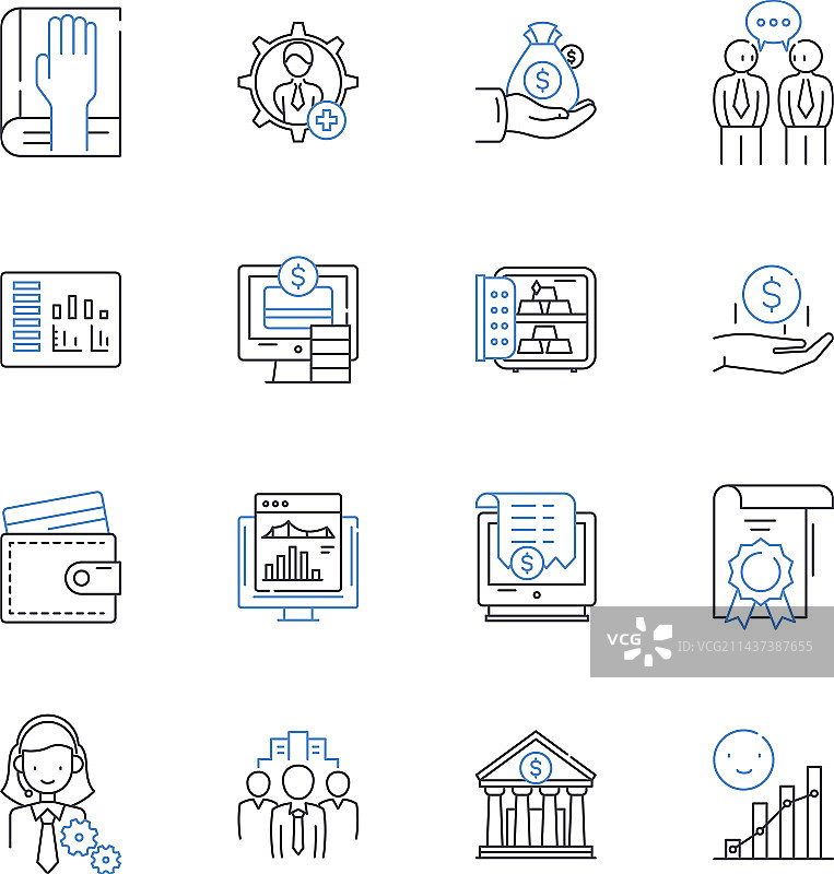 债券市场利率收益率线性图标集合图片素材