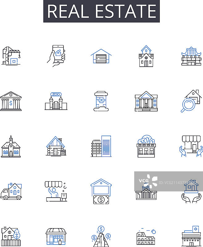房地产线性图标合集图片素材