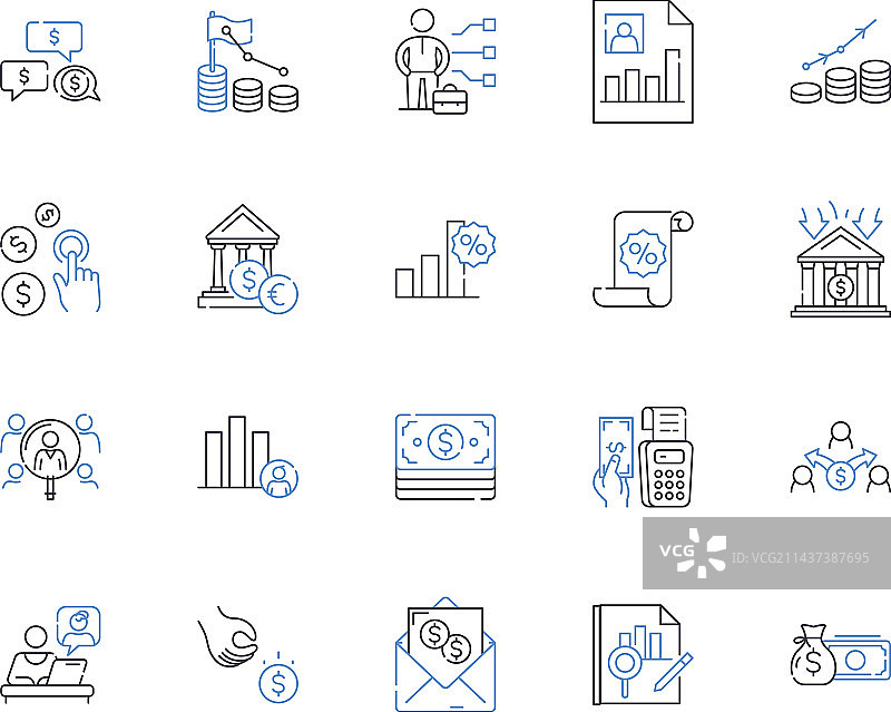 外汇交易领域线性图标合集图片素材