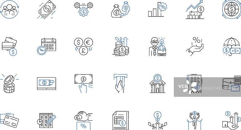非现金支付线性图标合集图片素材