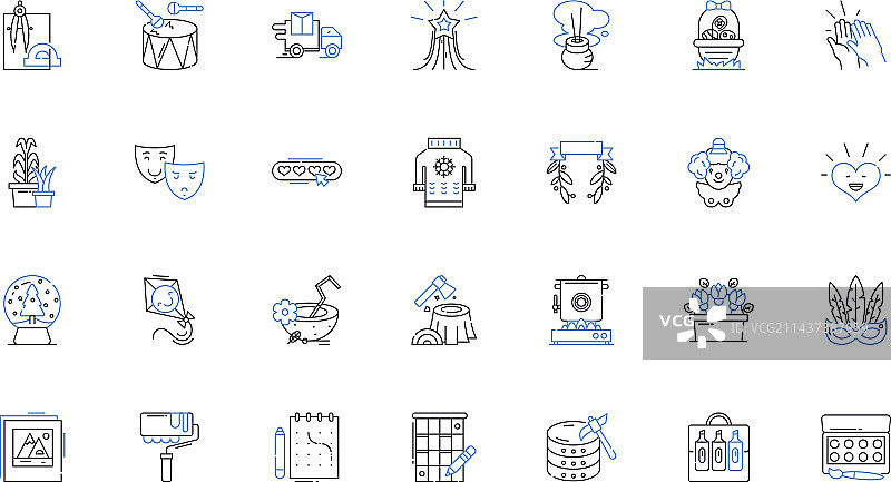 戏剧播放线性图标合集图片素材