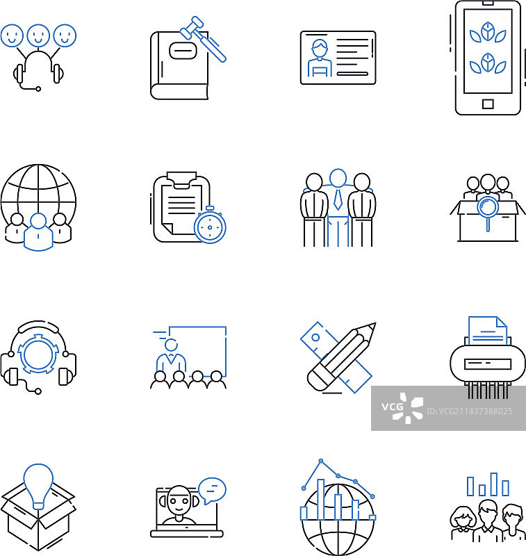 资本家群体线性图标合集图片素材