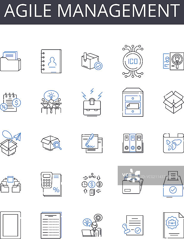 敏捷管理线性图标集合图片素材