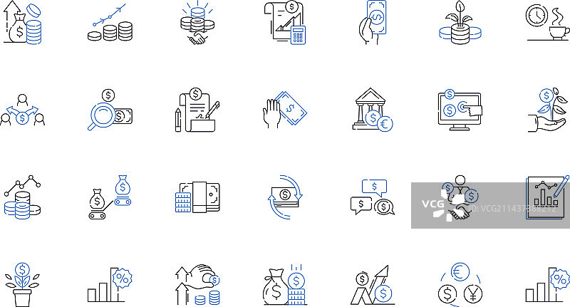 财政活动支出线性图标合集图片素材