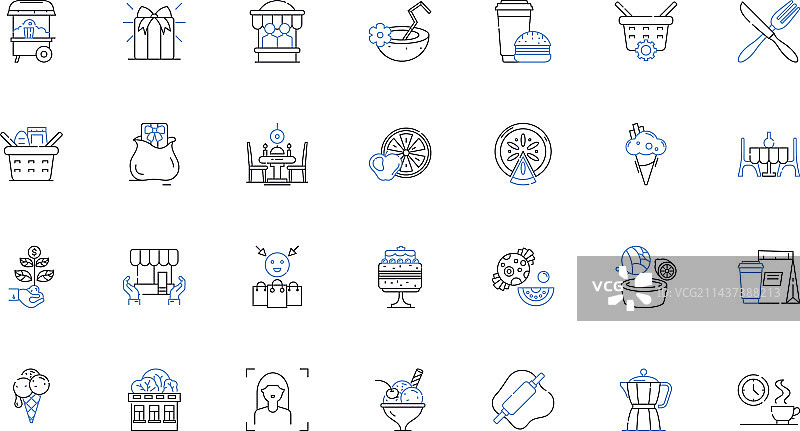 甜品店线性图标合集图片素材
