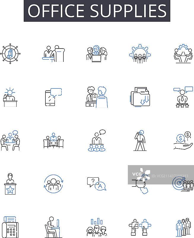文具系列办公用品线性图标图片素材