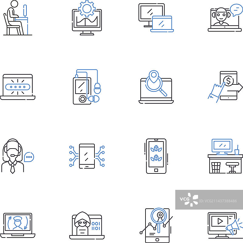 服务员线条图标合集图片素材