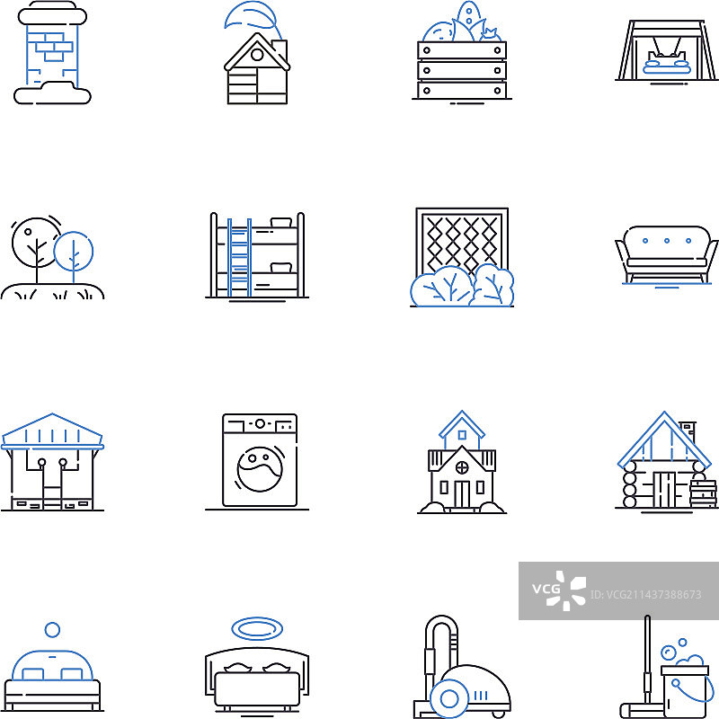 清洁住宅系列线性图标图片素材