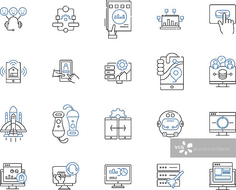 预测建模线性图标合集图片素材