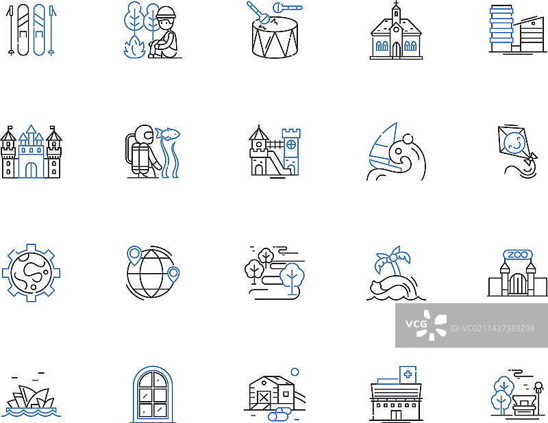 娱乐公司线性图标合集图片素材