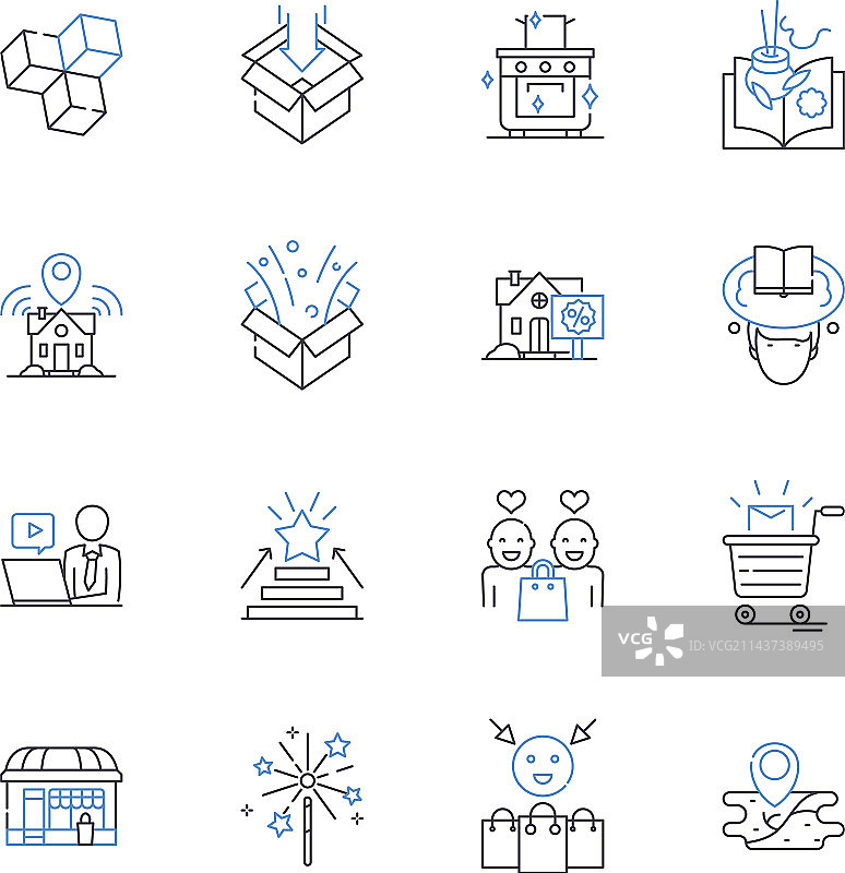 社区群组线性图标合集图片素材