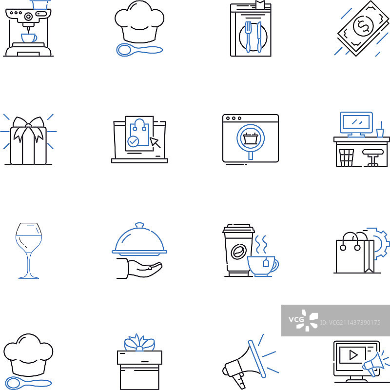 外出晚餐线性图标合集图片素材