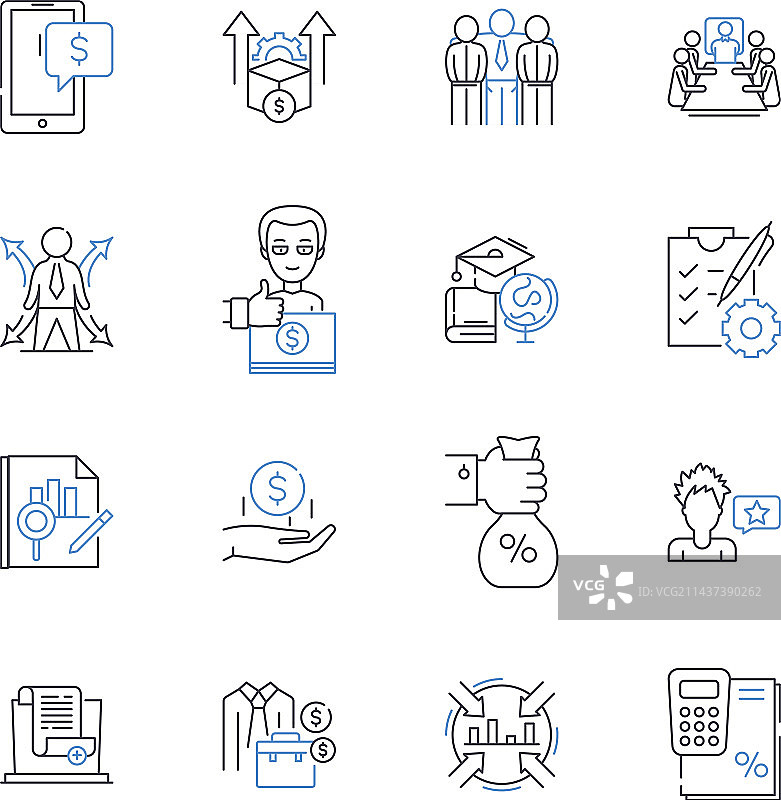 金融咨询线性图标合集图片素材