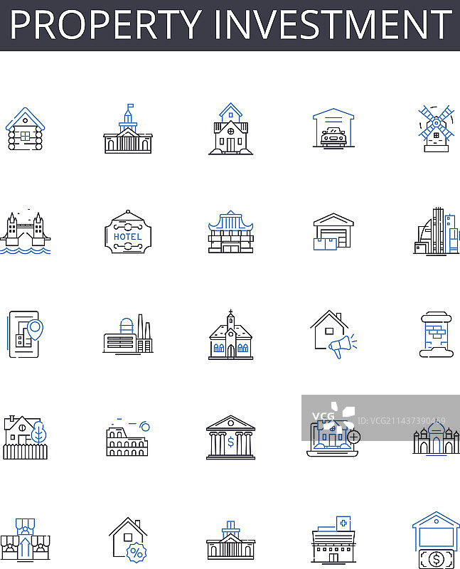 房地产投资线性图标系列图片素材