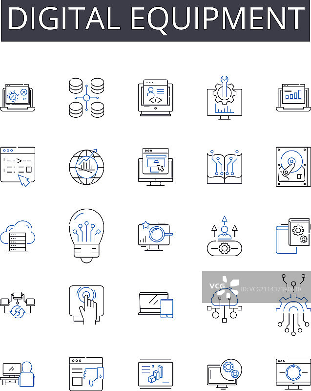 智能手机数字设备线性图标集图片素材