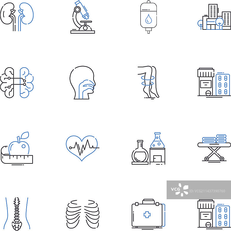 诊断成像线性图标合集图片素材