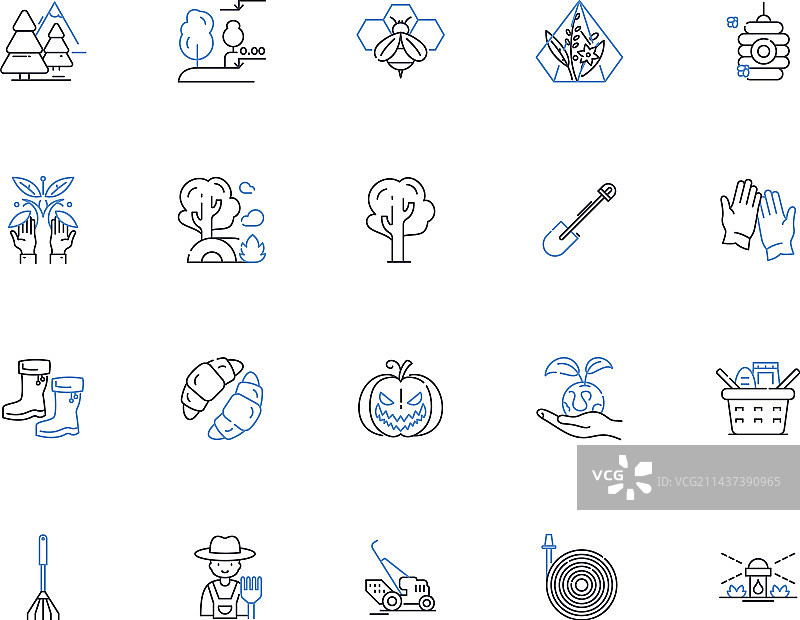 木材采伐林业线稿图标图片素材