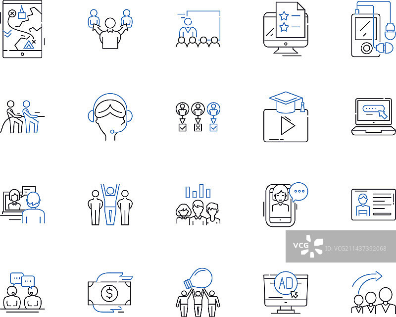 团队成员线性图标合集图片素材