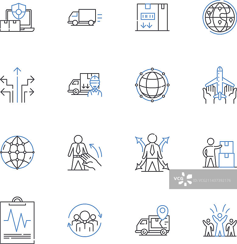 发送代理线性图标集快递员图片素材