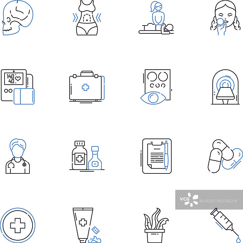 放射科X光成像线性图标合集图片素材