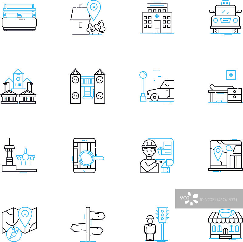 街道网格线性图标交叉路口图片素材