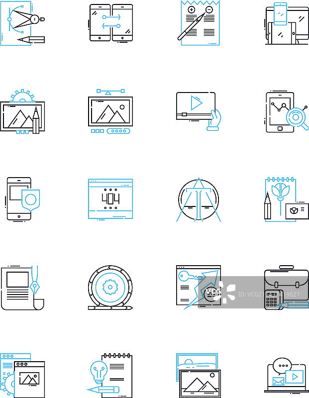 增强现实线性图标集虚拟图片素材