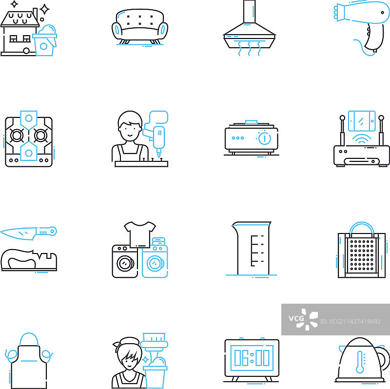 露营徒步线性图标休闲活动图片素材