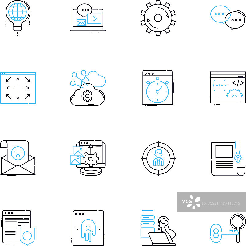 产品营销线性图标集：品牌推广图片素材