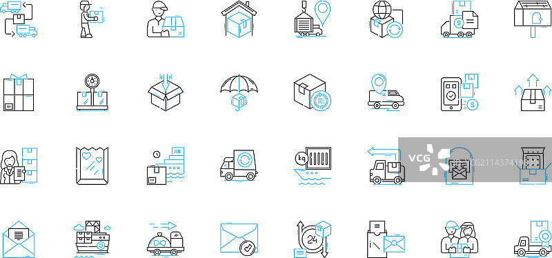 数字优化线性图标集分析图片素材