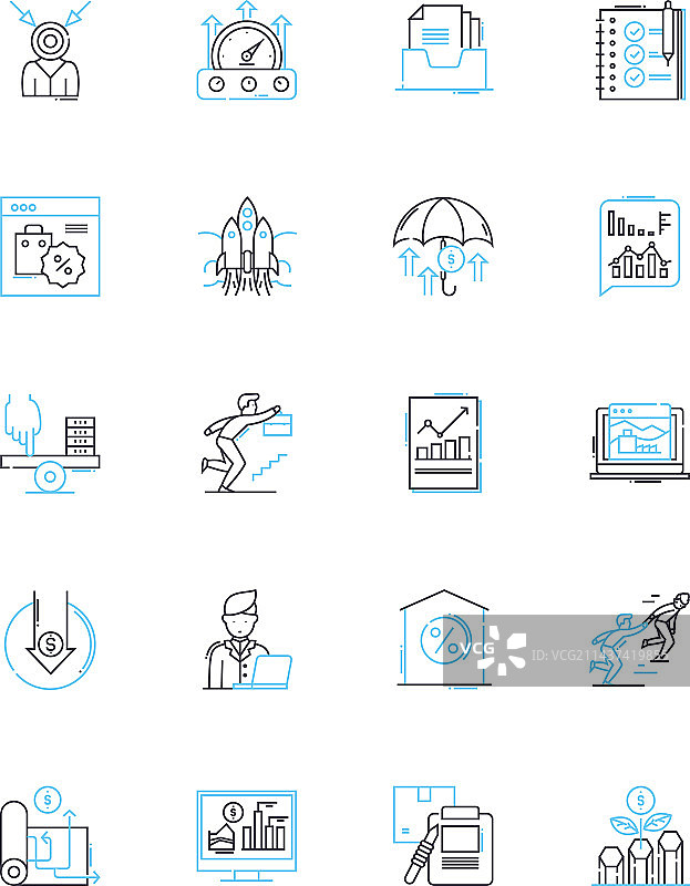 成本安排线性图标集预算定价图片素材