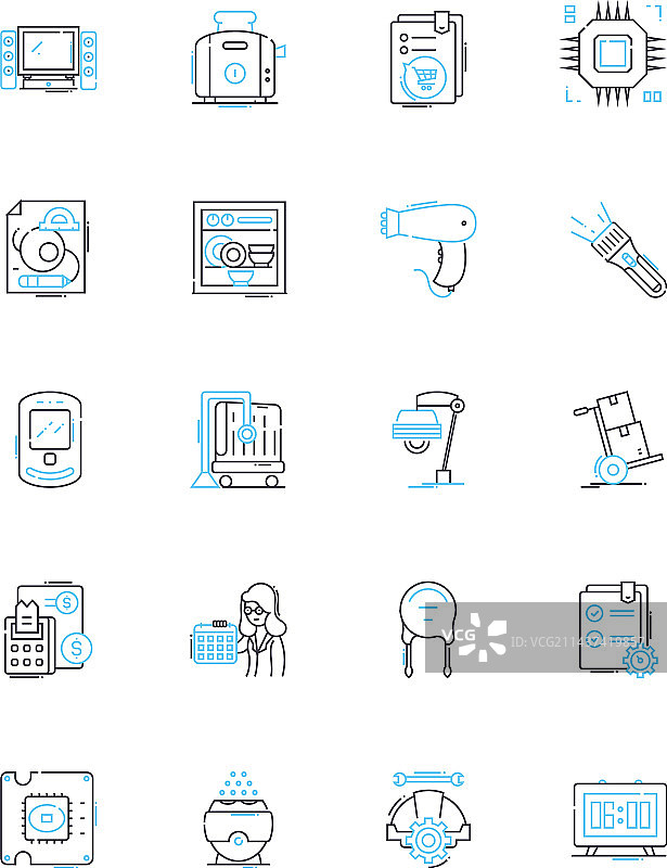 电子产品清单线性图标集智能手表图片素材