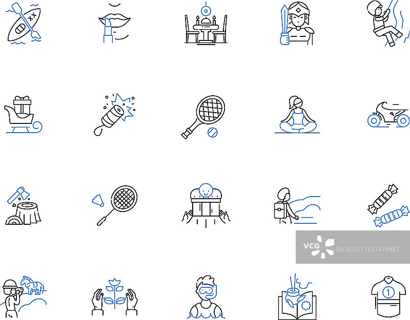 有氧运动线条图标合集图片素材