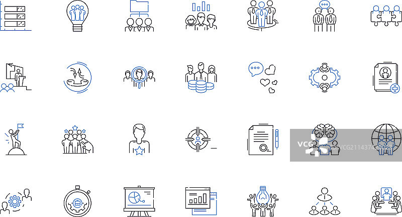 质量控制标准线性图标集图片素材