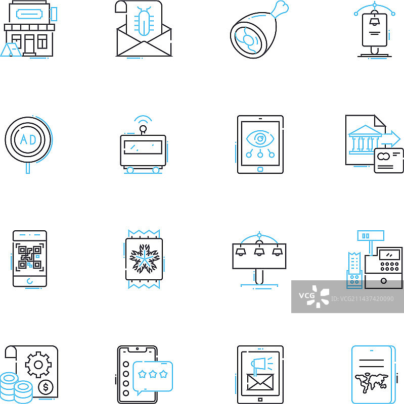 用餐线性图标集，盛宴美食图片素材