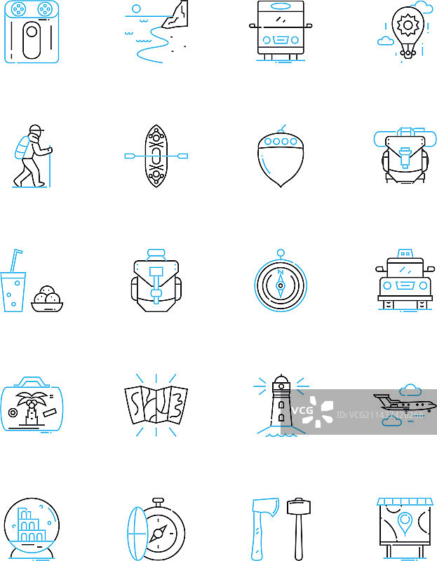漫步线性图标设置图片素材