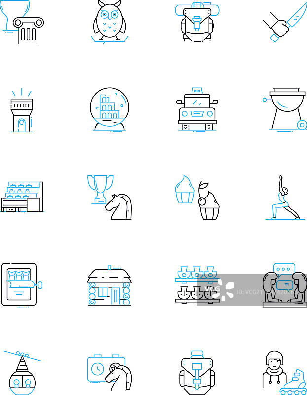 休闲活动线性图标集冒险图片素材