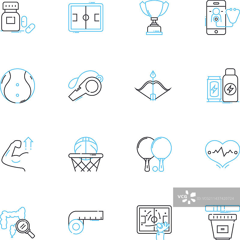 均衡饮食线性图标集：营养健康图片素材