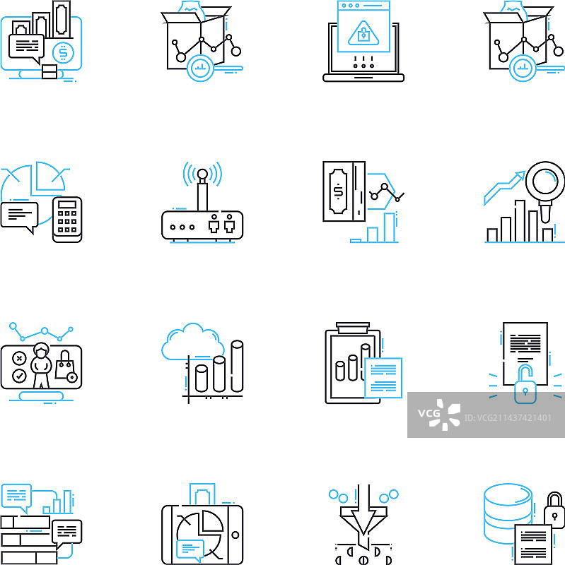 投资估值线性图标集资产图片素材