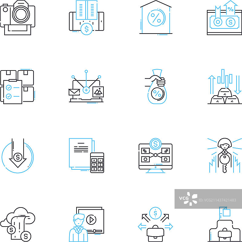 财税知识与指导线性图标集图片素材