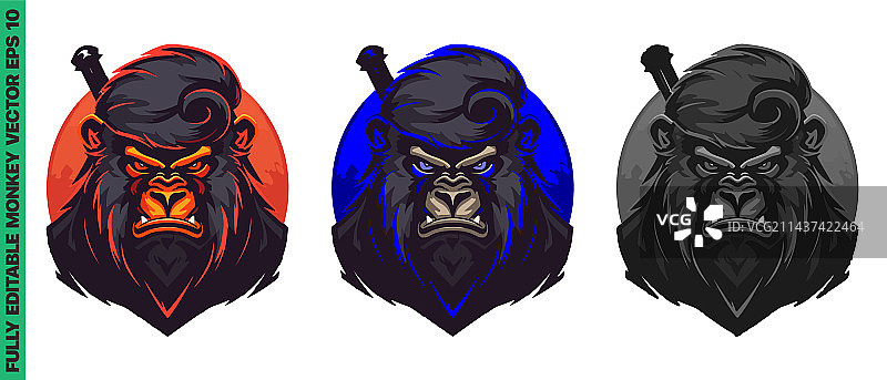 愤怒的猴子猿吉祥物卡通标志图片素材