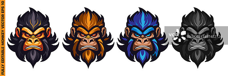 愤怒的猴子猿吉祥物卡通标志图片素材