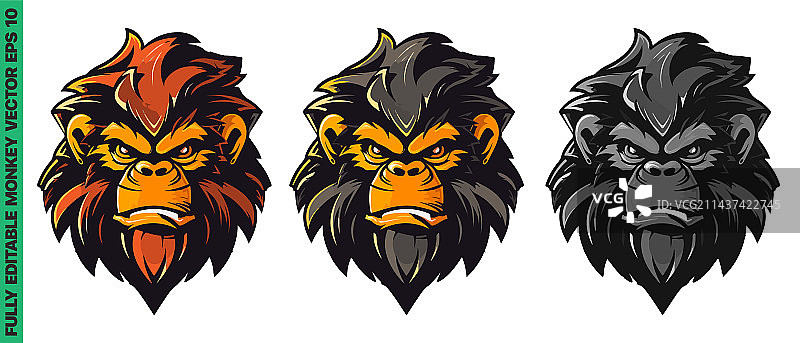 愤怒的猴子猿吉祥物卡通标志图片素材