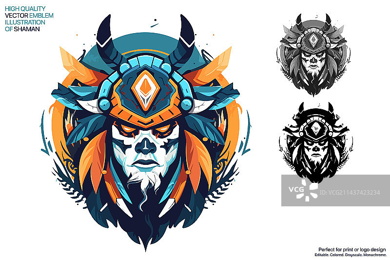 印度酋长吉祥物电竞标志设计图片素材