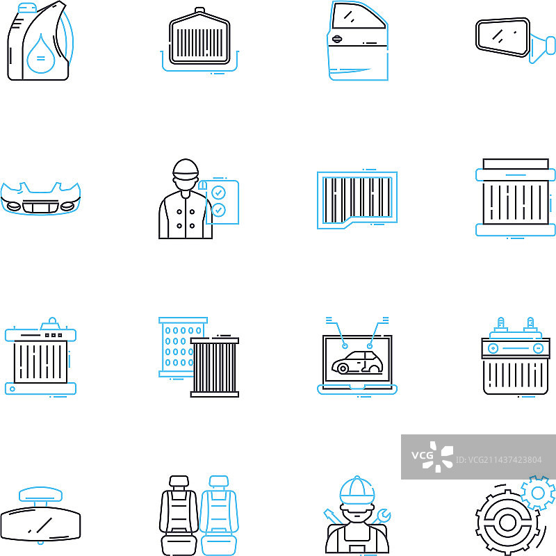 汽车安全线性图标：锁、警报、GPS图片素材