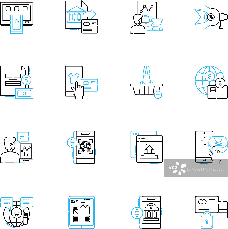 在线媒体线性图标集数字内容图片素材