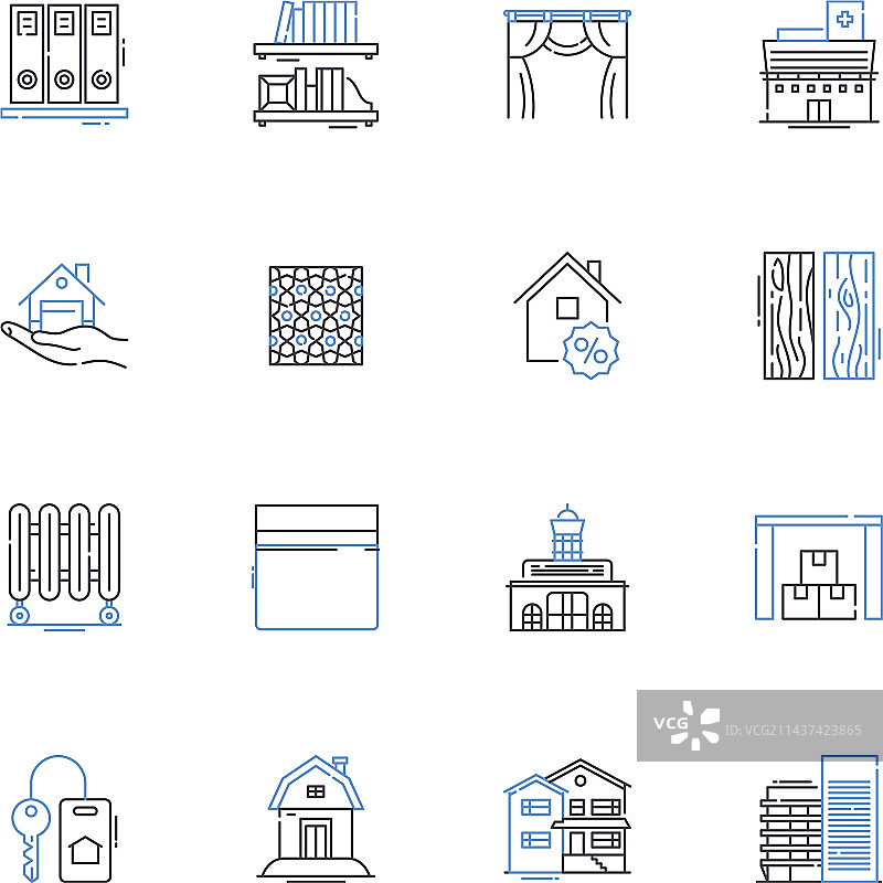 舒适客厅线性图标合集图片素材