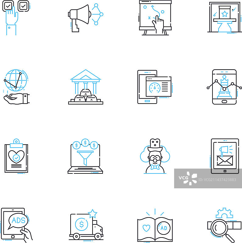 营销扩张线性图标集增长图片素材