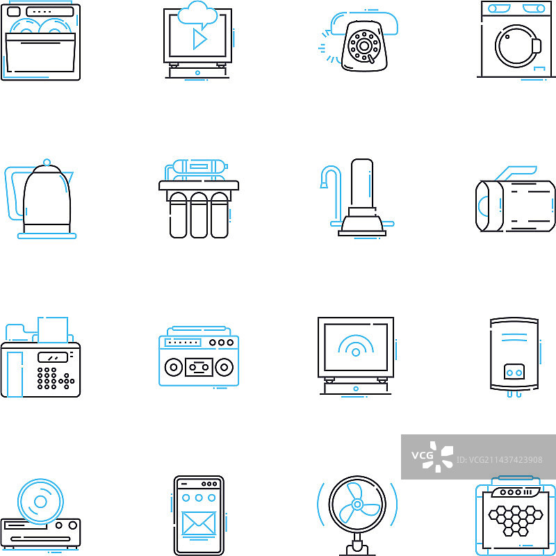 农贸市场商品线性图标集图片素材