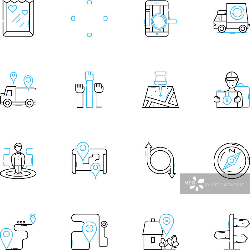 河流三角洲线性图标，红树林河口图片素材