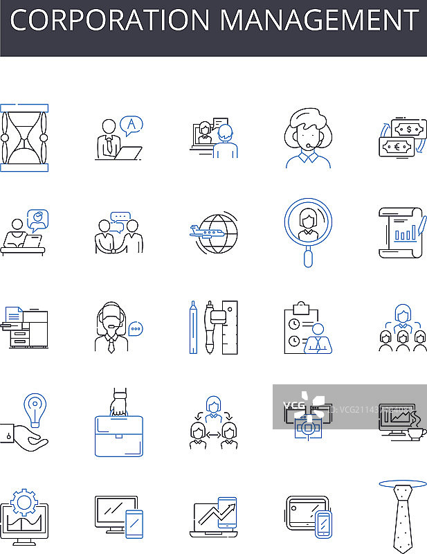 公司管理线性图标合集图片素材